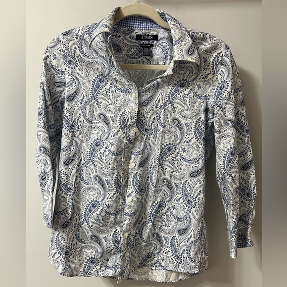 Chaps Button Down Collared Paisley Women’s Small - Picture 1 of 3